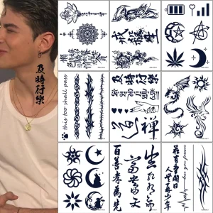 Custom Black Gardenia Arm Tattoo Sticker Waterproof Herbal Semi Permanent Chinese Design for Men Women Made From Durable Paper