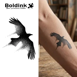 Custom Black Realistic Flying Raven Body Art Waterproof Long Lasting 2 Weeks Jagua Juice Ink Tattoo Sticker