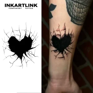 Custom Broken Heart Herbal Tattoo Sticker Waterproof Long Lasting 15 Days Semi-permanent Body Art for Wrist Arm Men Women