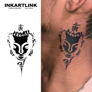 Custom Buddha Symbol Herbal Tattoo Sticker Waterproof Long Lasting 15 Days Semi permanent Body Art for Neck Arm Men Women