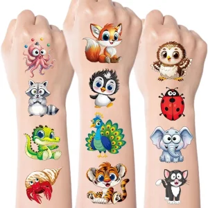 Custom Cartoon Tattoo Stickers Waterproof Animal Temporary Decals for Kids Birthday Party Favors Games Supplies