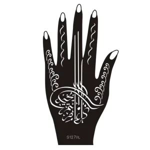 Custom Chinese Factory OEM Henna Hand Tattoo Stencil Ramadan Design Arabic Body Art Temporary Stickers for Women