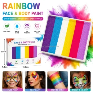 Custom Color Rainbow Colors Kids Non-Toxic Face Use Water Based Face Paint Set Face and Body Paint Split Cake