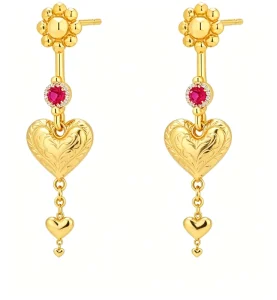 Custom Copper Heart Drop Earrings Factory OEM ODM Customized Logo Gold Plated Hollow Love Heart Dangle Earrings