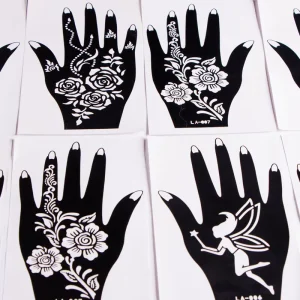 Custom Craft Paper Hand Outline Temporary Henna Tattoo Stencil Hollow Template Customized Logo Body Hand Painting Spray Mold