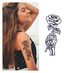 Custom Cute Skull Snake Flower Arm Last 15 Days Semi permanent Tattoo Stickers Body Art Temporary Juice Tattoo Stickers