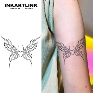 Custom Cyber Tribal Butterfly Heart Herbal Tattoo Sticker Waterproof Long Lasting 15 Days Semi permanent Body Art for Arm