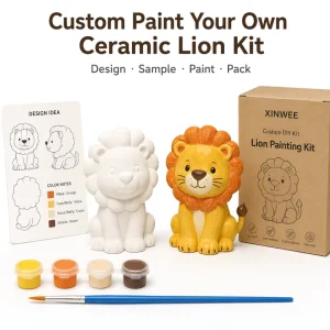 Custom DIY Ceramic Lion Painting Kit Handicrafts Factory Direct OEM Logo Craft Gift Set for Kids Adults