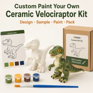 Custom DIY Ceramic Velociraptor Painting Kit Handicrafts Factory Direct OEM Logo Craft Gift Set for Kids Adults