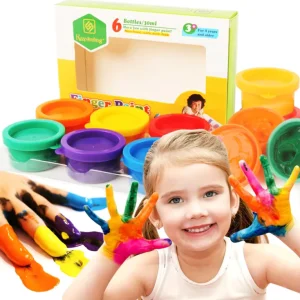Custom DIY Crafts Handprint Kit Wood Children Painting 6 Bright Colors Non Toxic Washable for Kids Finger Paint Set