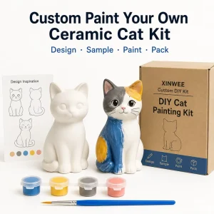Custom DIY Polished Durable Ceramic Cat Painting Kit Handicrafts Factory Direct Custom Logo Gift Set for Kids Adults