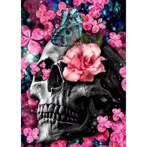 Custom DIY Skeleton in the Flower and Butterfly Diamond Painting Kits Home Decor for Adults