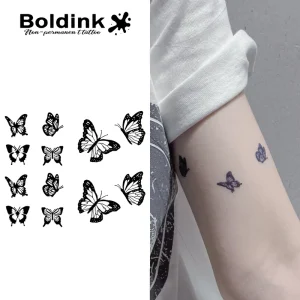 Custom Dancing Butterfly Cluster Arm Body Art Waterproof Long Lasting 2 Weeks Jagua Juice Ink Semi Permanent Tattoo
