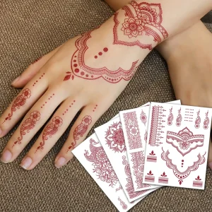 Custom Design Brown Henna Tattoo Sticker Indian Style Removable Temporary Body Art Design