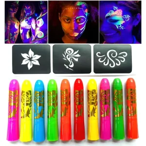 Custom Design Colored Glow Face&Body Paint Crayons Make up Painting Kit for Halloween Glow Party