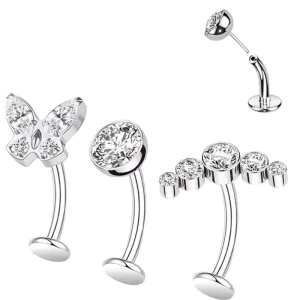 Custom Design G23 Titanium Gold Plated Curved Barbell With Zircon Butterfly For Navel Piercing Body Jewelry Titanium Earrings