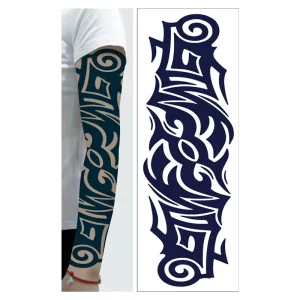 Custom Design Halloween 3D Scary Lion Wolf Tiger Skull Skeleton Tattoo Stickers Black Full Sleeve Waterproof
