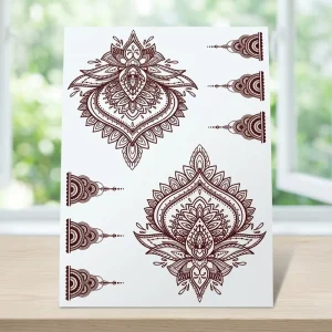 Custom Design Water Transfer Paper 3D Body Art Temporary Inks Henna Tattoo Sticker