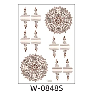 Custom Dubai Henna Tattoos Paste Stickers Brown Red Maroon Mehndi Stencils Waterproof Template for Temporary Girl Henna Sticker
