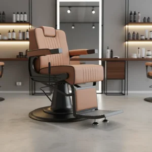 Custom Durable Leather Black and Brown Luxury Vintage Barber Salon Chair with 360 Degree Swivel for Hair Salon and Living Room