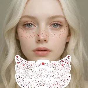 Custom Eco Friendly Face Stickers Temporary Tattoos Red Foil Freckles Dots Paper & PET Film White Non Toxic Custom Logo Option