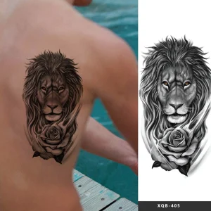 Custom Eco Friendly Paper Temporary Tattoos Medium Body Water Transfer Sticker Lion Design for Face & Arm
