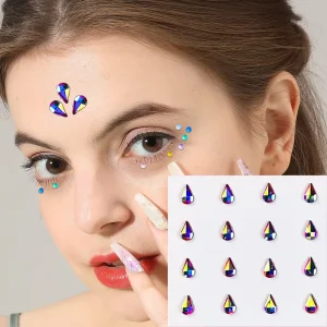 Custom Eco Friendly Self Adhesive Face Gems Tattoo Sticker Sexy French Face Eyes Makeup Waterproof Rhinestone Tattoo