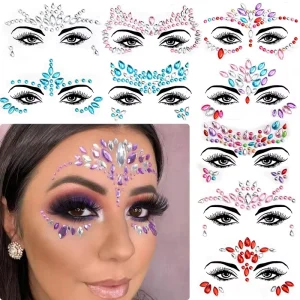 Custom Eyes Sticker Tattoo Sticker Jewel Safety Makeup Rhinestone Face Crystal Carnival Festival Body Art Rave Party