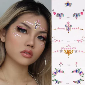 Custom Face Gem Tattoo Sticker Sexy French Face Makeup Waterproof Rhinestone Girls Women Colorful Temporary Tattoo