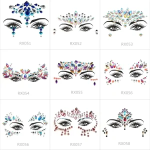 Custom Face Mermaid Jewels Temporary Tattoos 3D Face Crystal Tattoo Sticker Glitter Rhinestone Temporary Tattoo Party Festival
