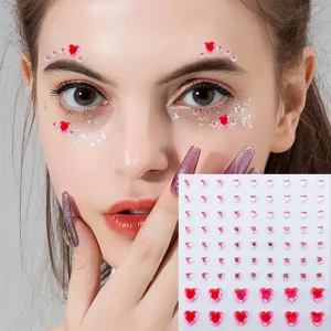 Custom Face Round Gems Tattoo Sticker Sexy French Face Makeup Waterproof Rhinestone Girls/Women Cute Fake Temporary Tattoo