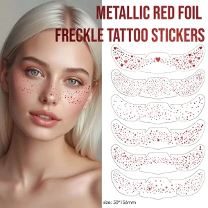 Custom Face Stickers Glitter Temporary Tattoo Metallic Red Foil Freckles Dots Festival Makeup Paper White Safe Non Toxic