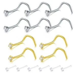 Custom Fashion Body Jewelry Gemstone Cz 925 Sterling Silver Gold Belly Labrets Nose Ring Stud Custom Design Earring Factory