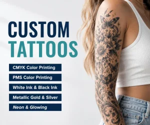 Custom Fashion White Temporary Tattoo Stickers Waterproof Paper Design for Boys and Girls for Body and Face Makeup
