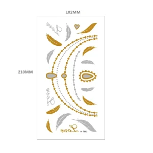 Custom Featuring Geometric Floral Tribal Designs Elegant Vintage Retro Metallic Gold Foil Temporary Tattoo Stickers