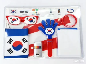 Custom Flag Fan Kit Mini Ball Face Paint & Drawstring Carry Bag Cheek Stickers Tattoo Sheet & Custom Packaging