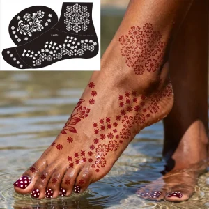 Custom Foot Henna Tattoo Stencils Ethnic Pattern Stickers DIY Foot Body Art Templates Decoration Temporary Tattoo