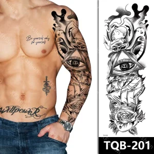 Custom Full Arm Body Art Tattoo Sticker Temporary Big Size Waterproof