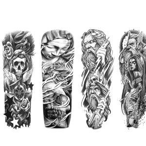 Custom Full Arm Temporary Sleeve Black Body Stickers Tattoo Eco-Friendly Non-Toxic 480x170mm