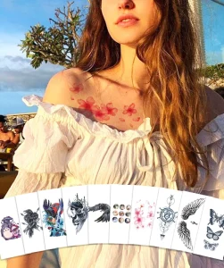 Custom Full Color CMYK Temporary Tattoo Stickers for Women Waterproof Build Print Fake Tatu Colorful Design on Dresses