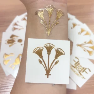 Custom Geometric Floral Tribal Designs Temporary Tattoo Golden Silver Foil Stamping Tattoo