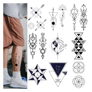 Custom Geometric Triangle Realistic Men Women Removable Tattoo Stickers Arm Long Lasting Temporary Tattoo Stickers Waterproof