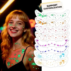 Custom Glow In Dark Temporary Tattoo Stickers 14+ Colors 100+ Design Options Small Orders Accepted Party Christmas