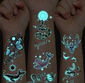 Custom Glow in the Dark Temporary Tattoo Stickers Simple Design for Arm Hand Shoulder