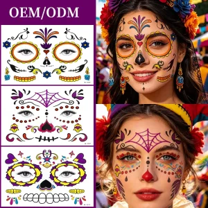 Custom Halloween Face Tattoo Sticker Private Label Bulk Realistic Scars Wounds Body Art Non Toxic Tattoo for Events