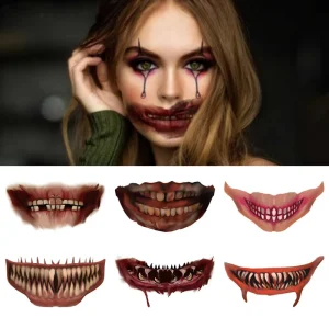 Custom Halloween Zombie 3d Fake Lip Wounds Scars Mouth Temporary Tattoos Fake Scars Temporary Tattoo Stickers