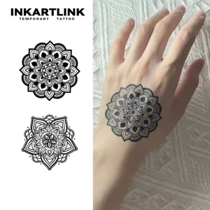 Custom Henna Series Lotus Pattern Large Size Tattoo Stickers Semi Permanent 15 Days Men & Women