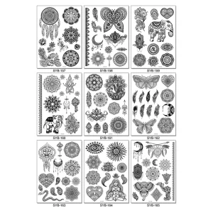 Black Sexy Mandala Henna Tattoo Stickers Cool Hand Tattoos
