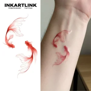Custom High Quality Eco-Friendly Waterproof Sweat-Resistant Red Goldfish Simulated Painted Tattoo Stickers