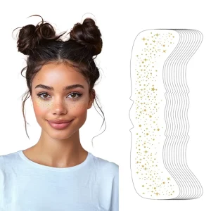 Custom High Quality Fake Metallic Gold Glitter Silver Faux Speckles Makeup Patches 6 Gold Stardust Speckle Makeup Patches Tattoo